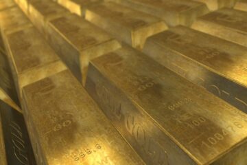 Gold bars laid out in a line